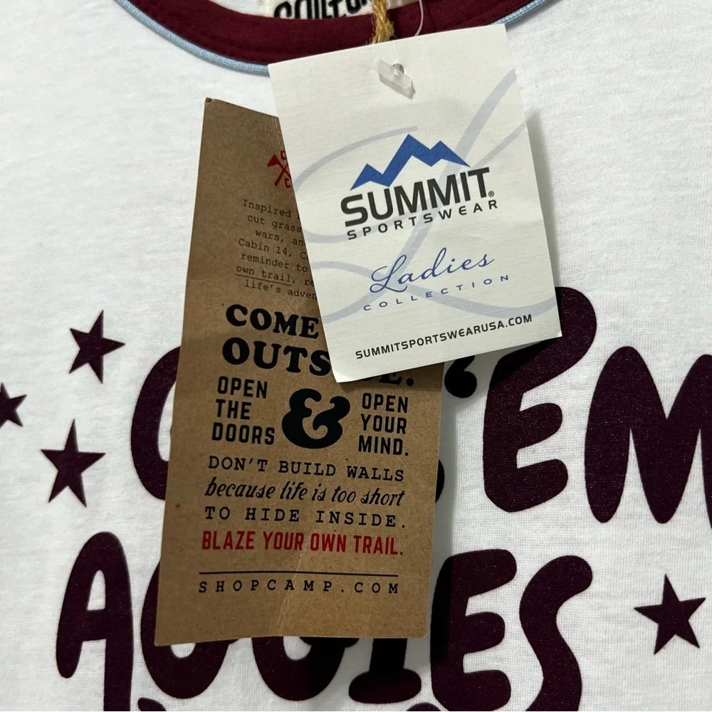 Camp Collection NWT Texas A&M Women's Gig Em Aggies Raglan Tee Size M - Picture 7 of 10